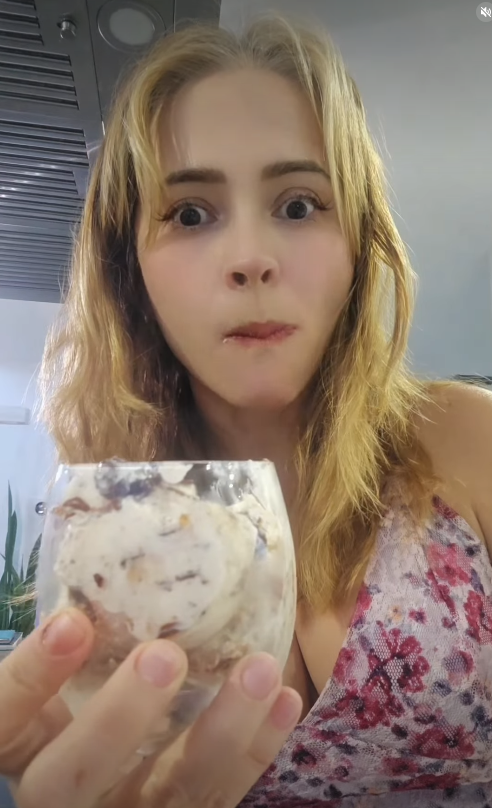 Madeline tasting homemade keto ice cream
